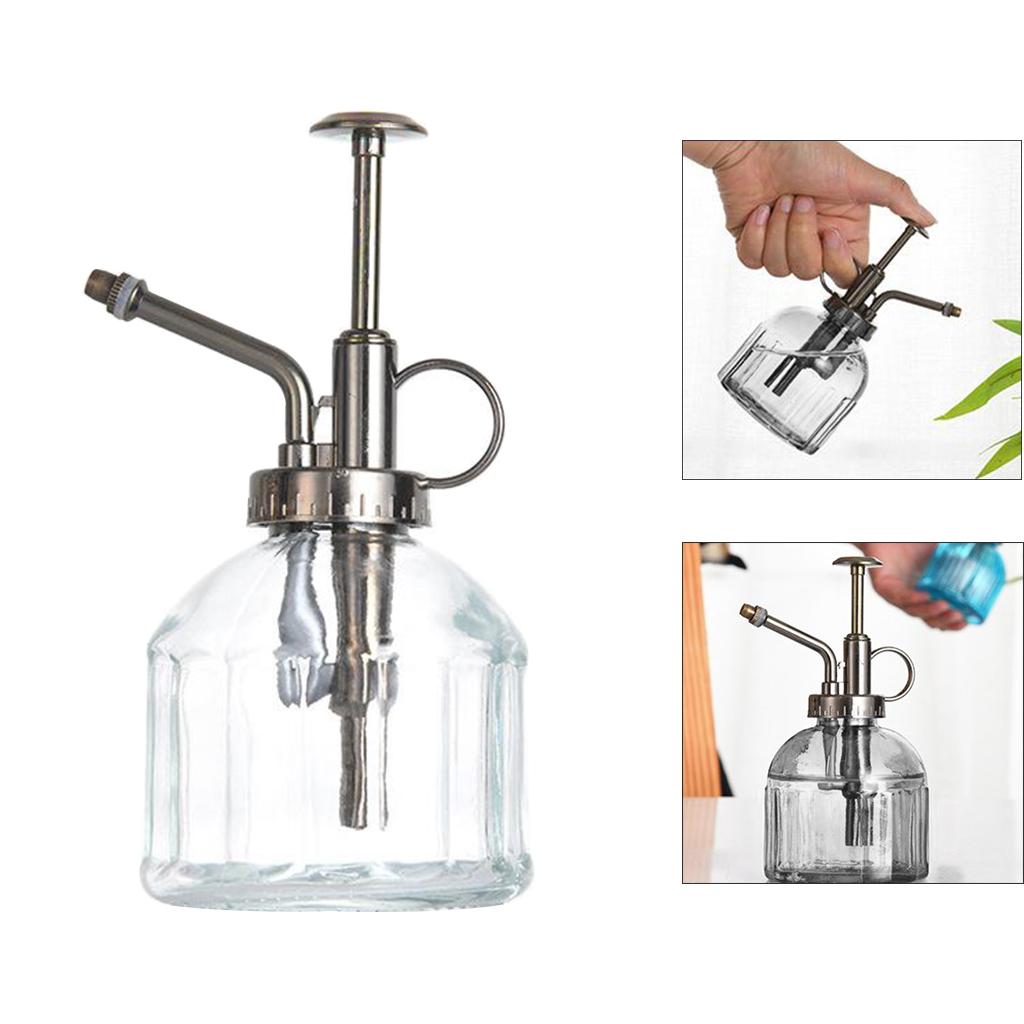Transparent Glass Watering Spray Bottle,Plant Mister with Plastic Top Pump