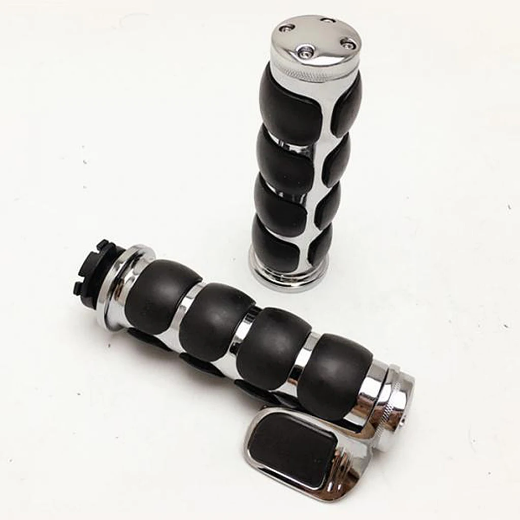 Pair Universal 114F Motorcycle Bike Aluminum Hand Grips for 1`` Handlebar End