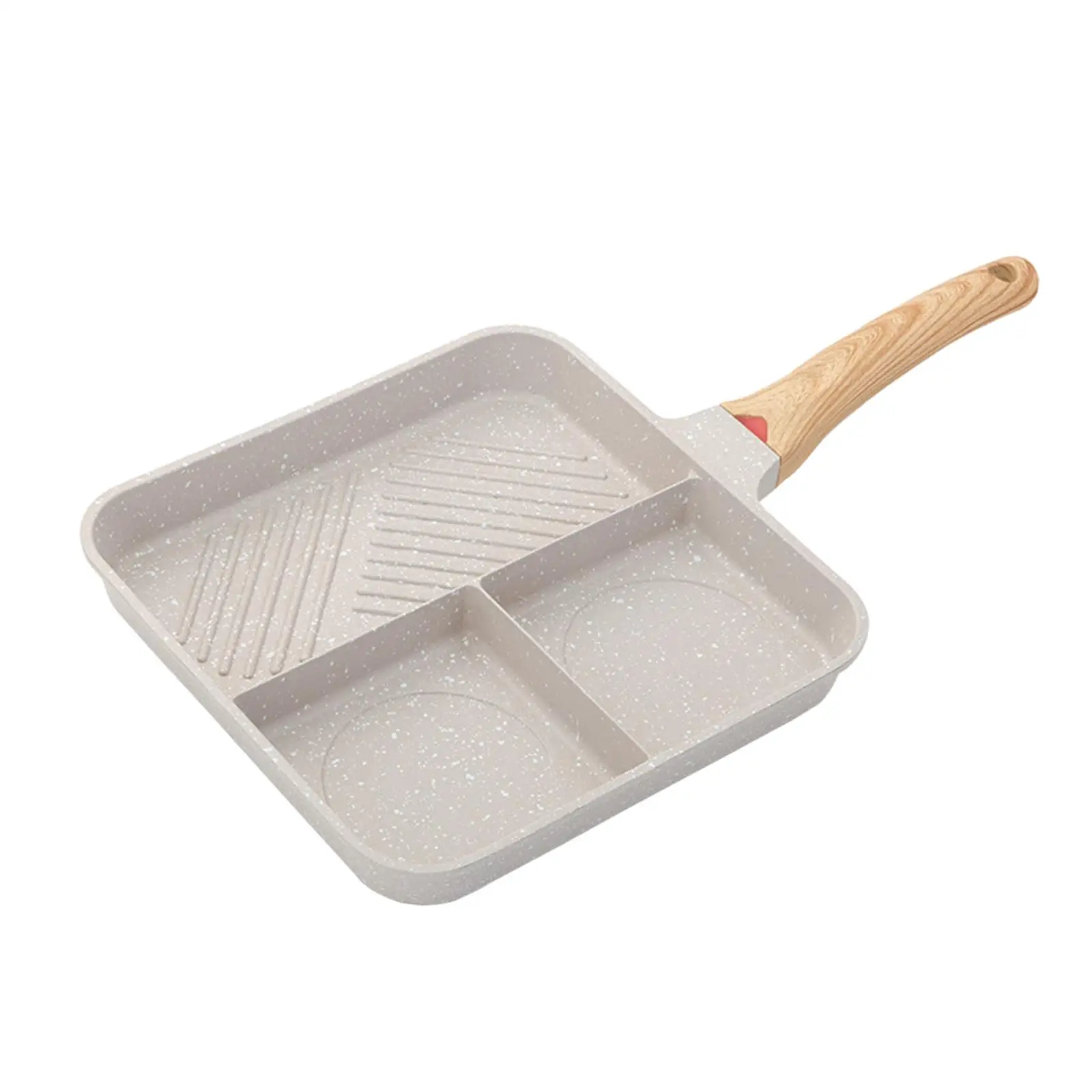 Frying Pan Steak Skillet 3 Compartment Breakfast Pot Multifunction Square Grilling Pan for Hiking Picnic Travel Camping Baking