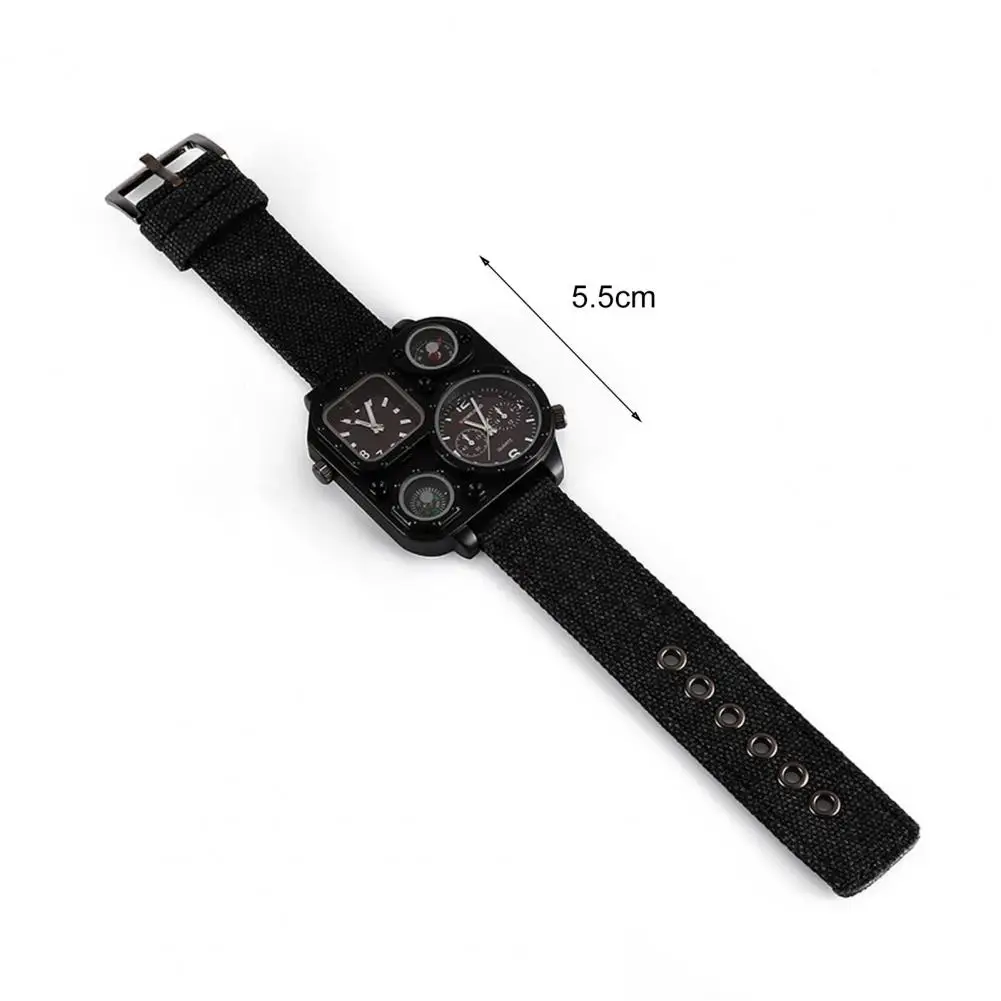 European Style Multifunctional Record Time Male Multi-Time Zone Denim Cloth Strap Wristwatch Male Watch Jewelry Accessory