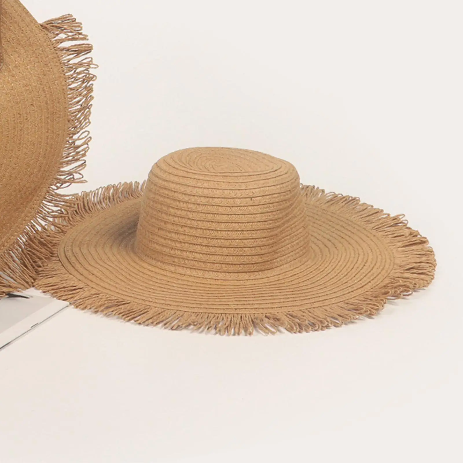 Womens Straw Sun Hat Wide Tassels Brim Large Sunhat 18