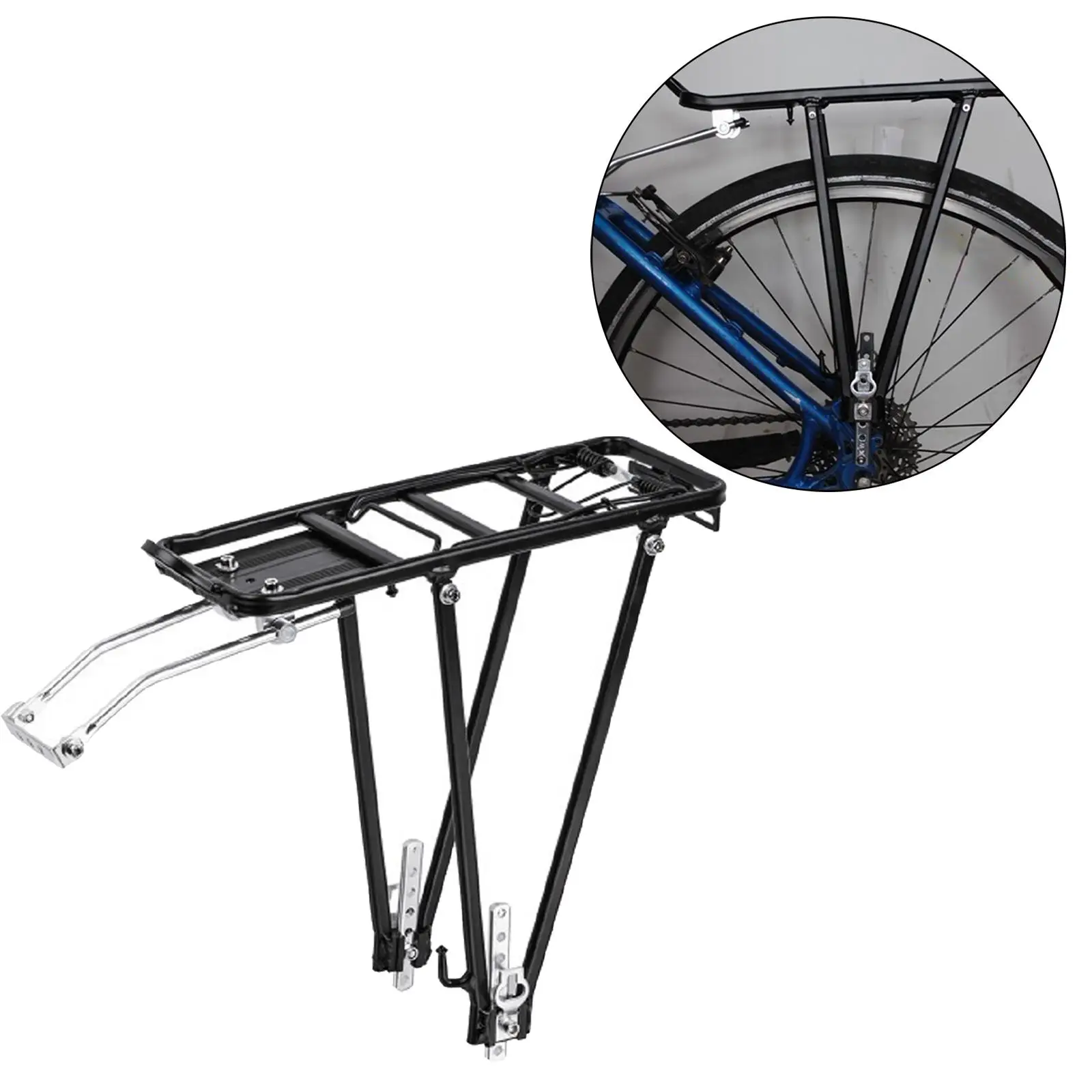 Rear Bike , Aluminum Alloy Pannier Rack for Touring Cycling Mountain Road Bikes, Road  Install