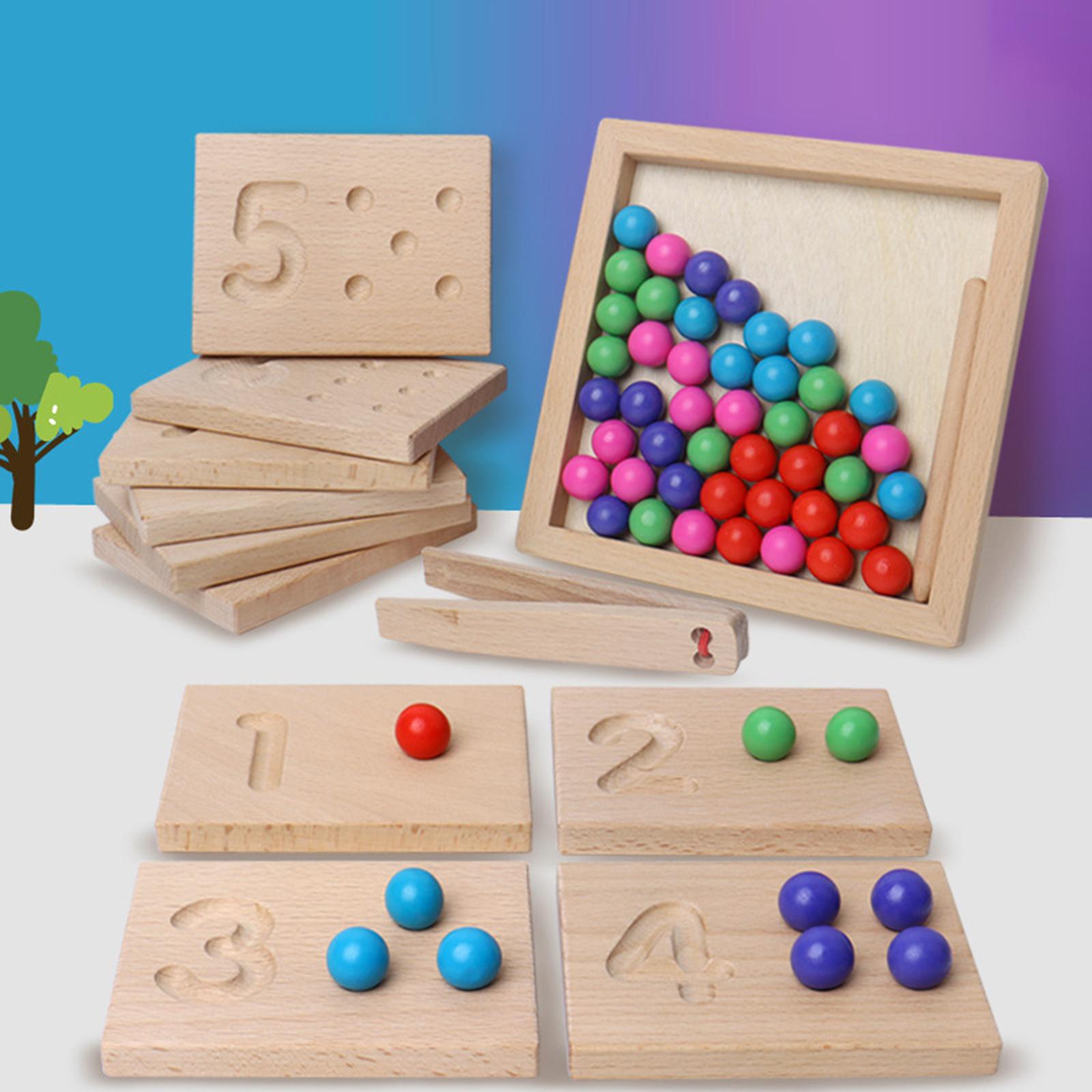 Wooden Board Clip Beads Game Montessori Toys Writing Tracing for Toddler Ages 3 4 5 6 7 Preschool Boy Girl Parent-Child Games