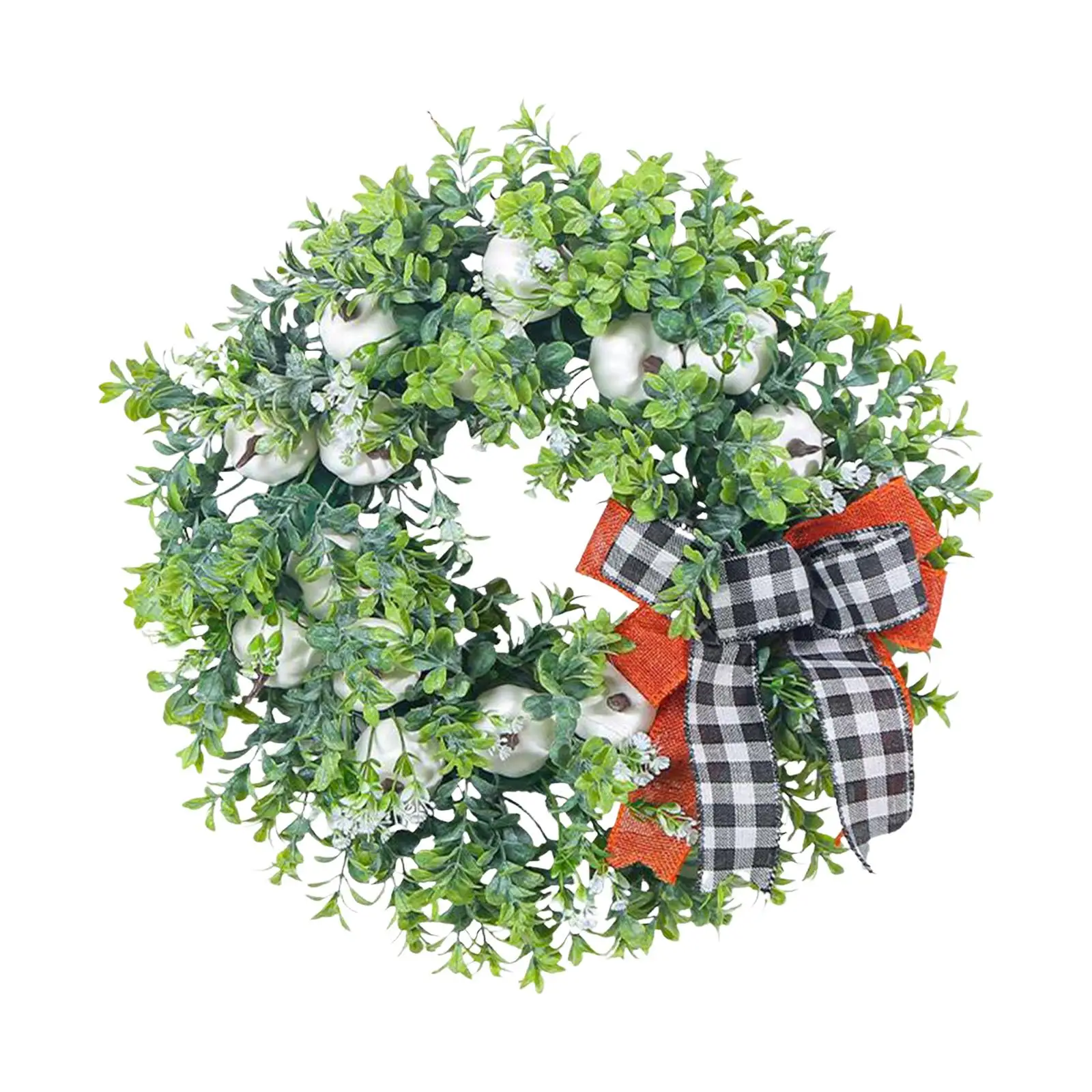 Eucalyptus Pumpkin Wreath Front Door Wreath Outside 16in Wall Hanging Artificial Wreaths for Balcony Indoor Outdoor Home Wedding