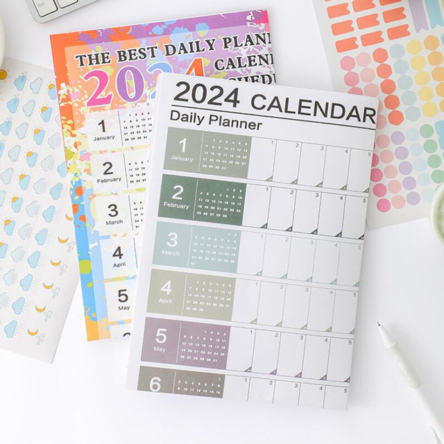 2024 Wall Calendar Planner Sheet Kawaii Yearly Monthly Weekly Daily Planner  To Do List Hanging Agenda Schedule Organizer Office - AliExpress