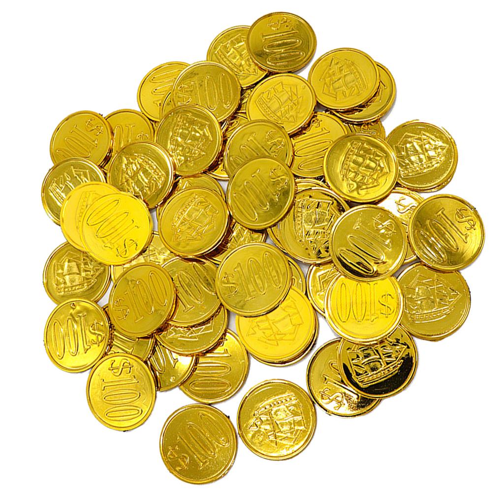 100pcs/Set $100 Gold Coins Fake Game Props Party Favor for Children