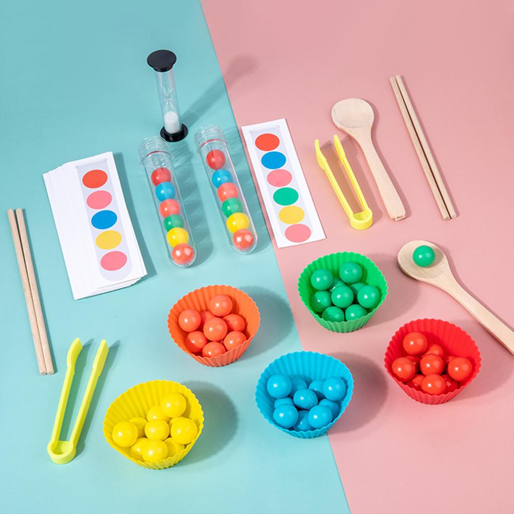 Test Tube Toy with Beads Color Sorting Game Training Logical Thinking Early Education Toys Fine Motor for 3 4 5+ Years Old Kids