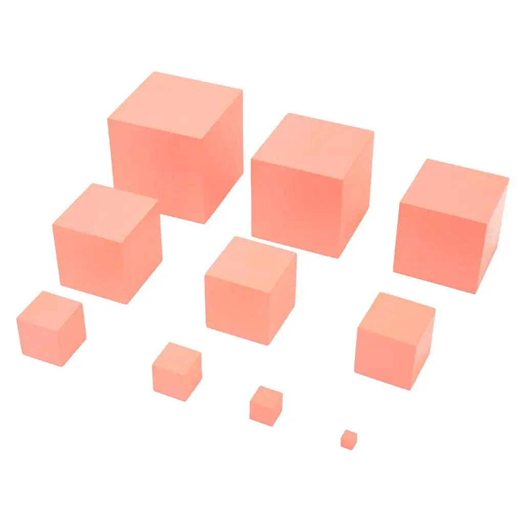 Wood 10pcs Incremental Cube Building Blocks Montessori Material Babies Toy