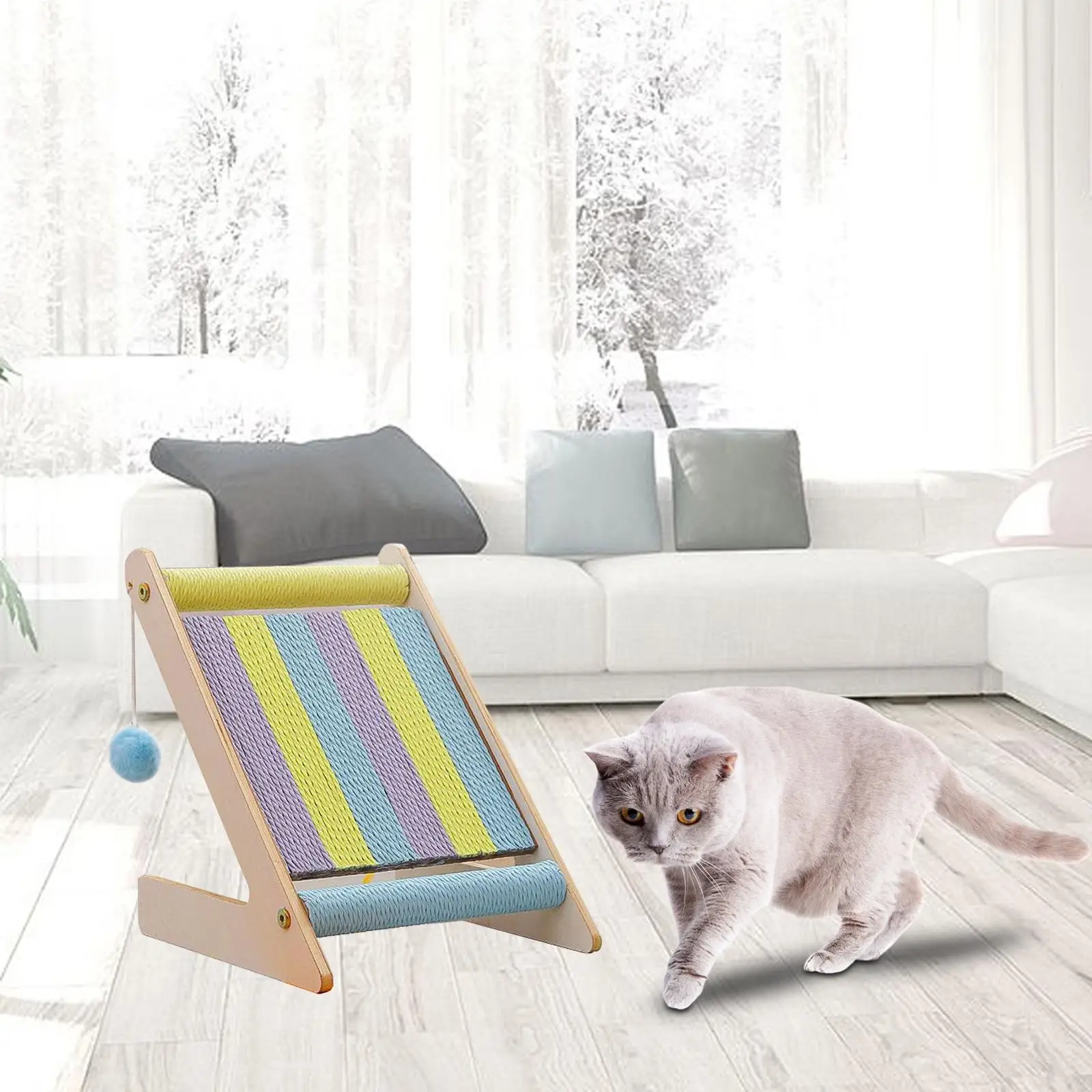 Cat Scratcher Vertical Wood Frame Cat Scratching Board for Indoor Cats
