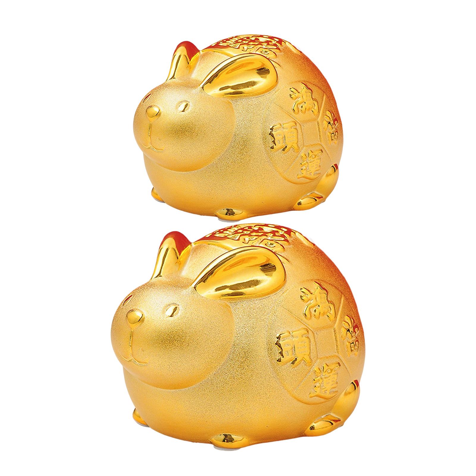 Lucky Rabbit Piggy Bank Animal Figurines Money Saving Box for Bedroom Party