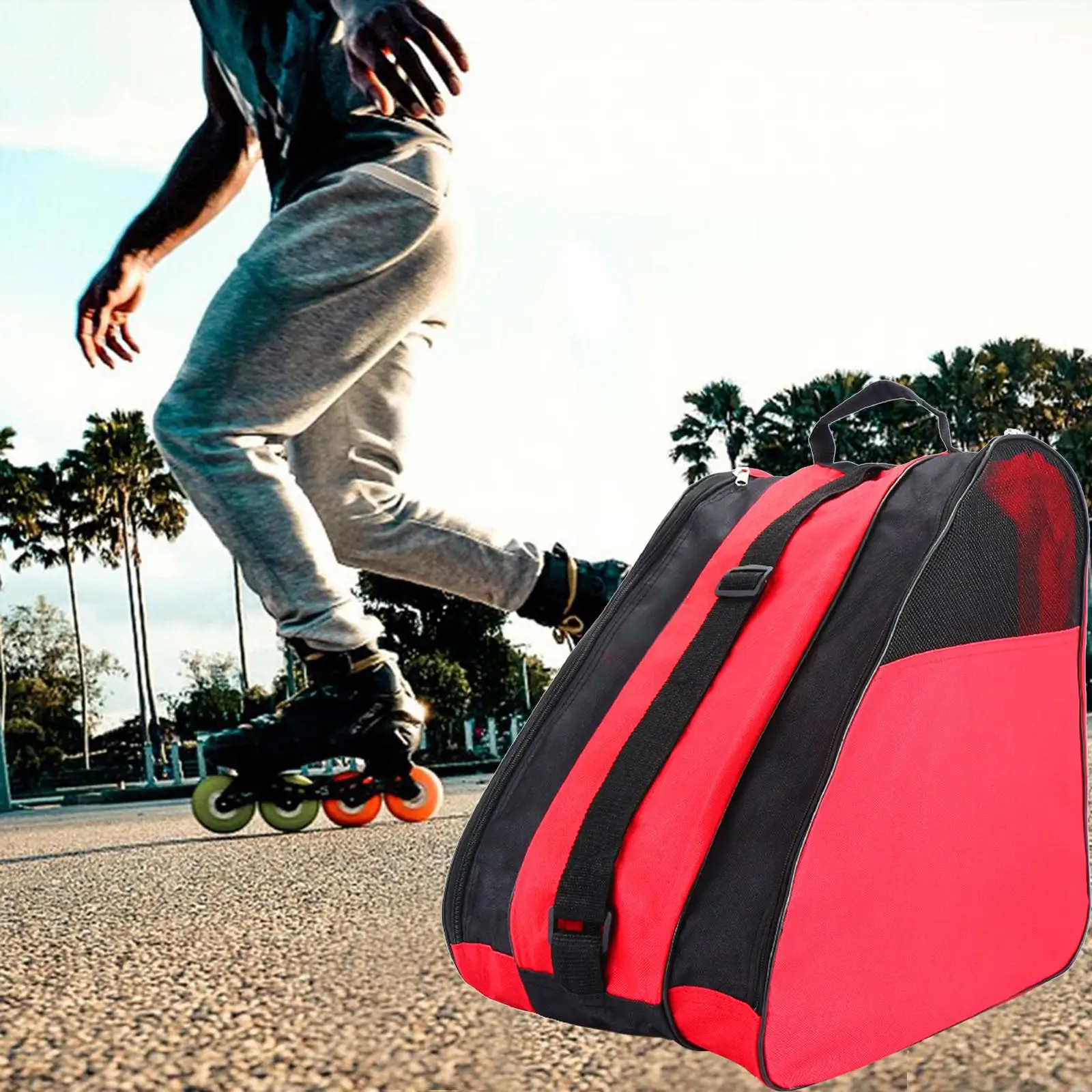 Large Inline Skates Backpack Roller Skates Carry Shoulder Bag, Skates Carry Storage Bags, Helmet, Protective Gear Carrier Bag