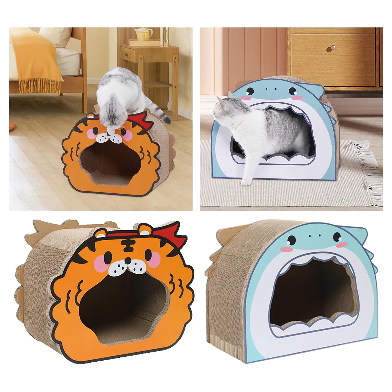 Cat Scratcher Board Cage Shelter Cardboard Cat House Scratching Pads Corrugated Cat Scratcher Box for Furniture Protection Kitty