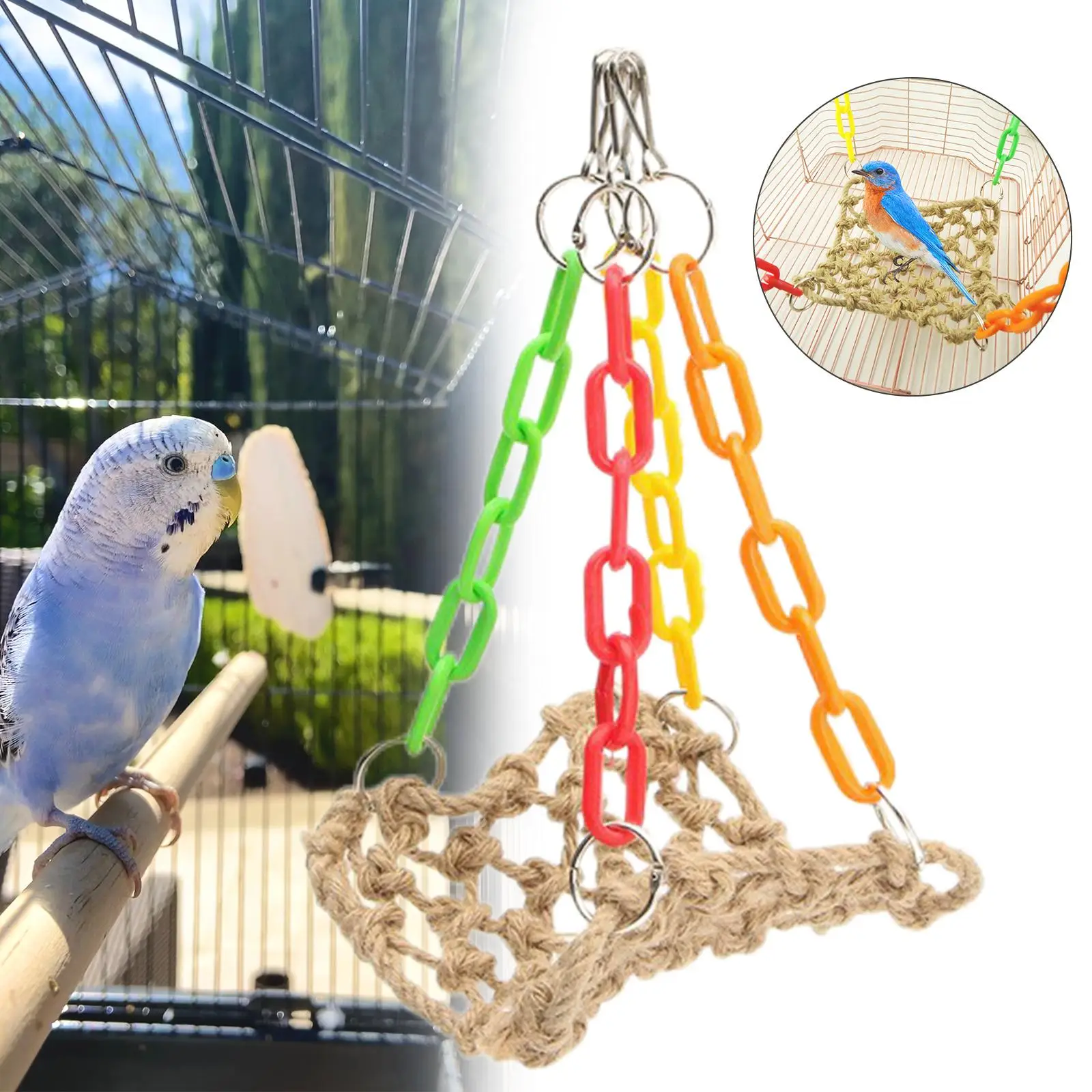 Pet Parrot Swing Toys Chew Toy Perches Stands Cage Toy Hanging Toy Hammock for Macaws Cockatiel Small Bird Parakeets Budgie