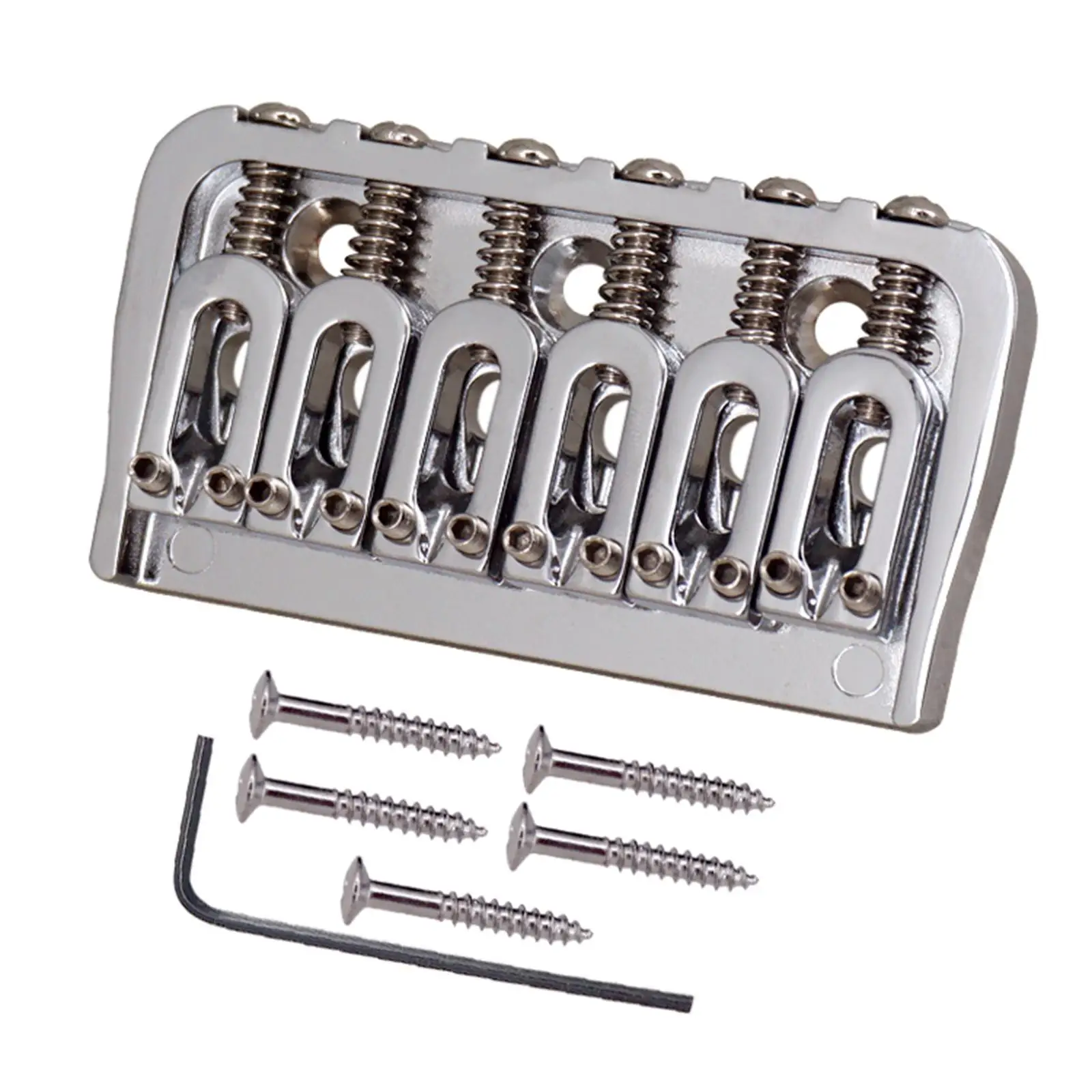 52.5mm Electric Guitar Hardtail Fixed Bridge Set with Mounting Screw & Hex Wrech for 6 Strings Electric Guitar Replace Accessory