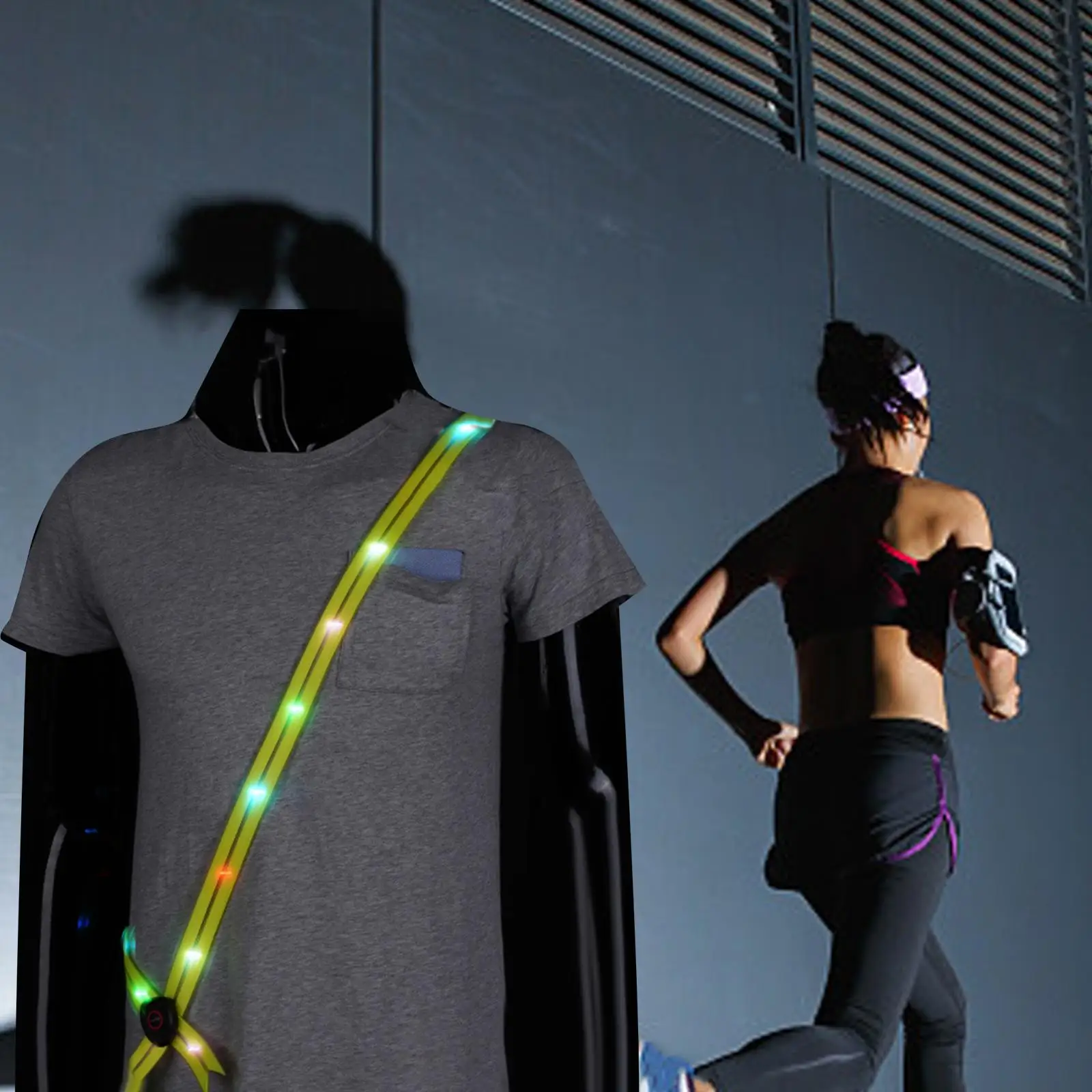 LED Lights Belt Rechargeable Running Gear Long Distance Visible Shoulder Straps for Hiking Traffic Outdoor Jogging Men Women
