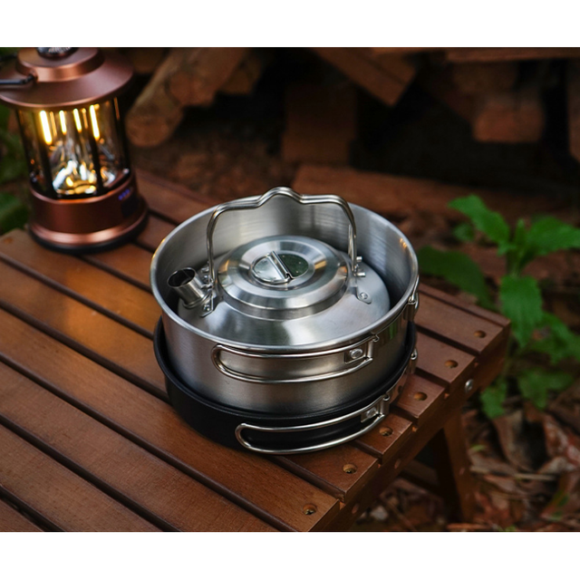 0.9L Stainless Steel Backpacking Camping Kettle Bushcraft Gear