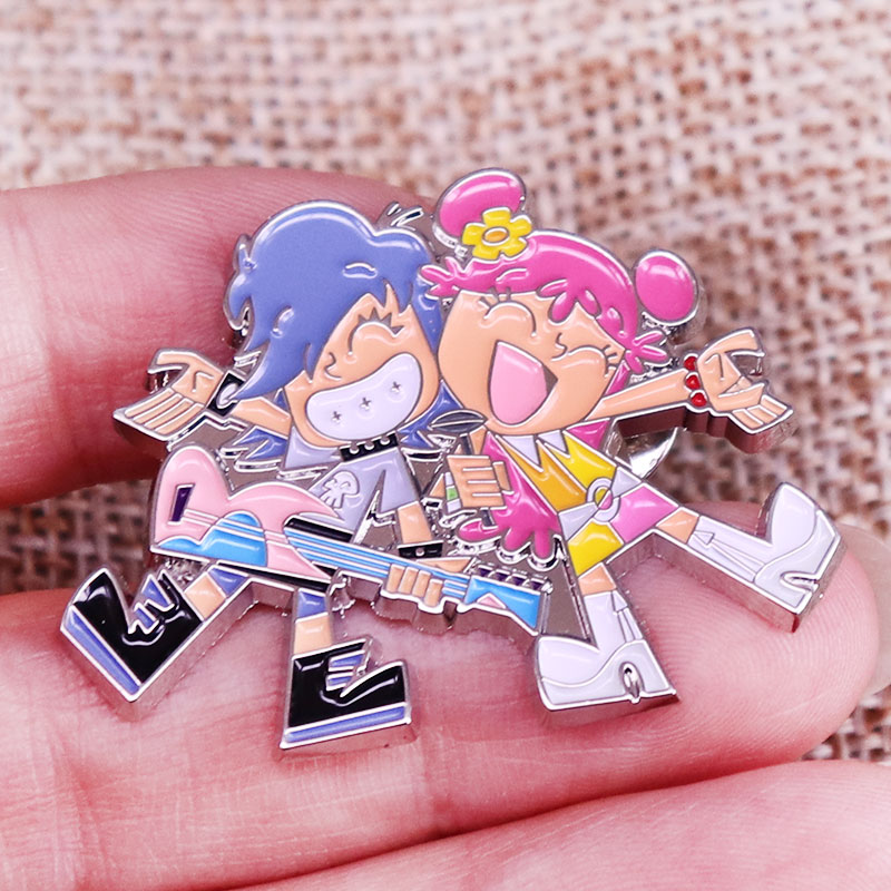 Gitarre Junge und Mädchen Cartoon Charakter Emaille Pin Brosche Abzeichen Rucksack Dekoration Schmuck – Detail 1
