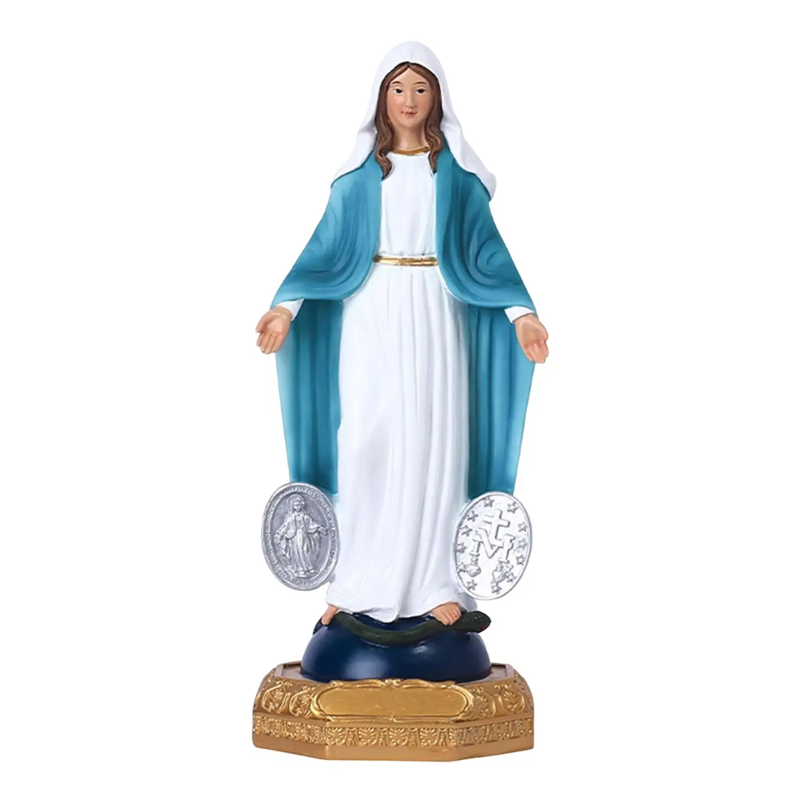 Virgin Mary Statue 8 inch Resin Figurine Our Lady of Grace for Bookcase Desk Office Decoration
