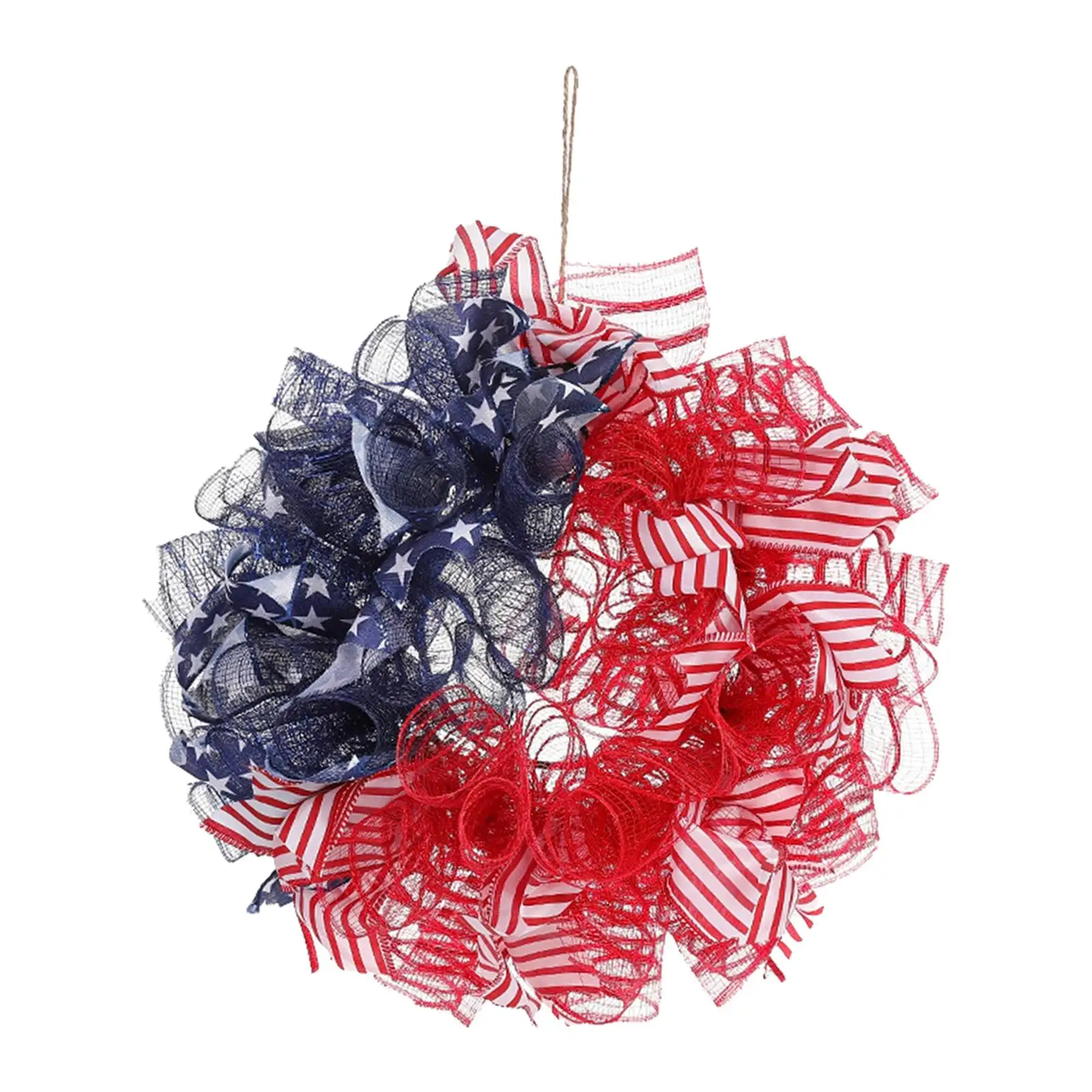 Independence Day Wreath Decor Wall Hanging Artificial 4TH of July Wreath Patriotic Door Wreath for Window Party Outdoor