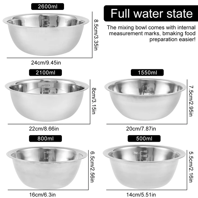 Large Stainless Steel Mixing Bowl Kitchen Round Basin Metal Bowls Salad  Rice Big Cover Vegetable Wash Extra - AliExpress