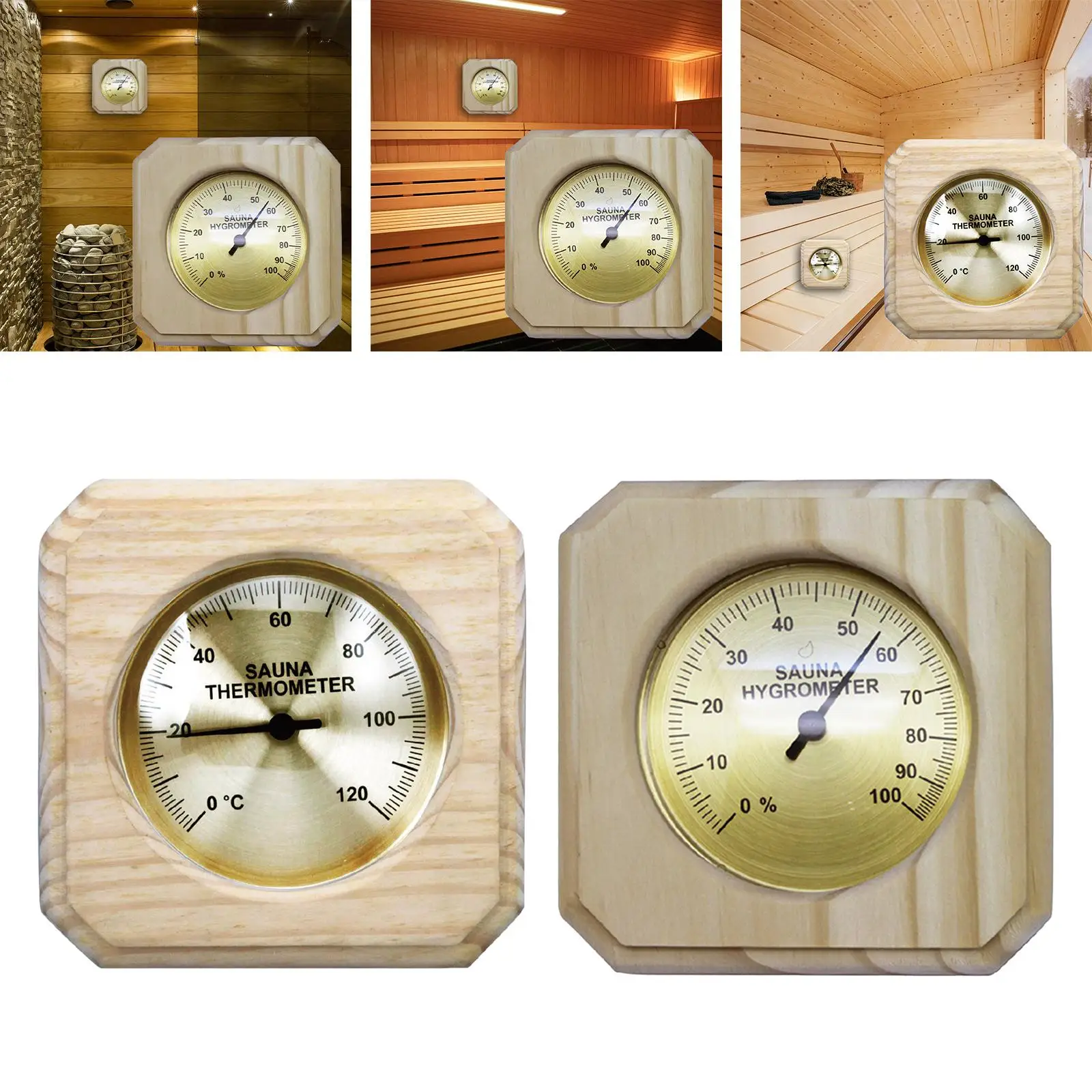 Multifunction Sauna Temperature Hygrometer Monitor Gauge Wall Hanging Measurement Tool Hygrothermograph for Greenhouse Office