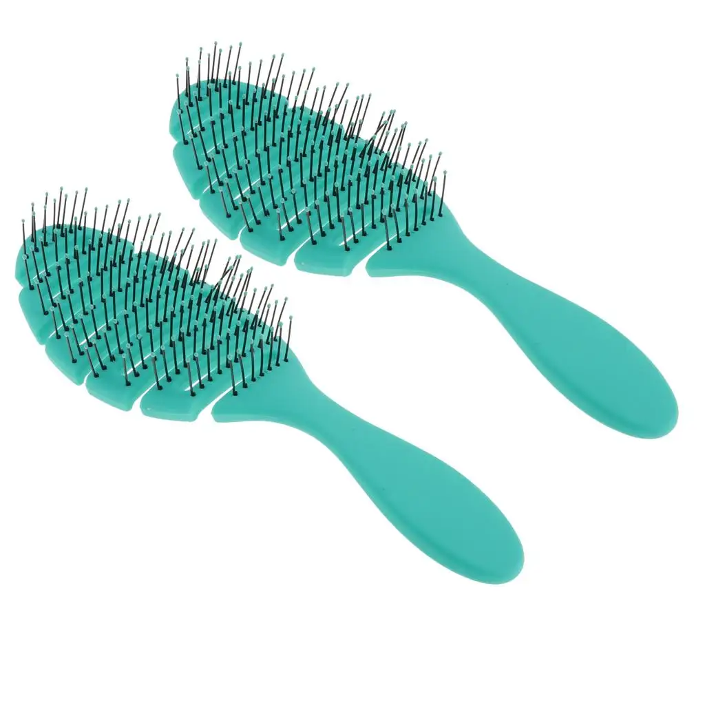 2x Premium Massage Hair Brush Combs Detangling Hairbrush for Women Men Blue