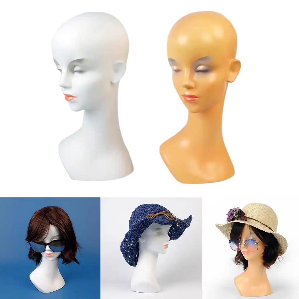 20 Inch Sturdy Fiberglass Female Hats Glasses Display Hair  Head Model