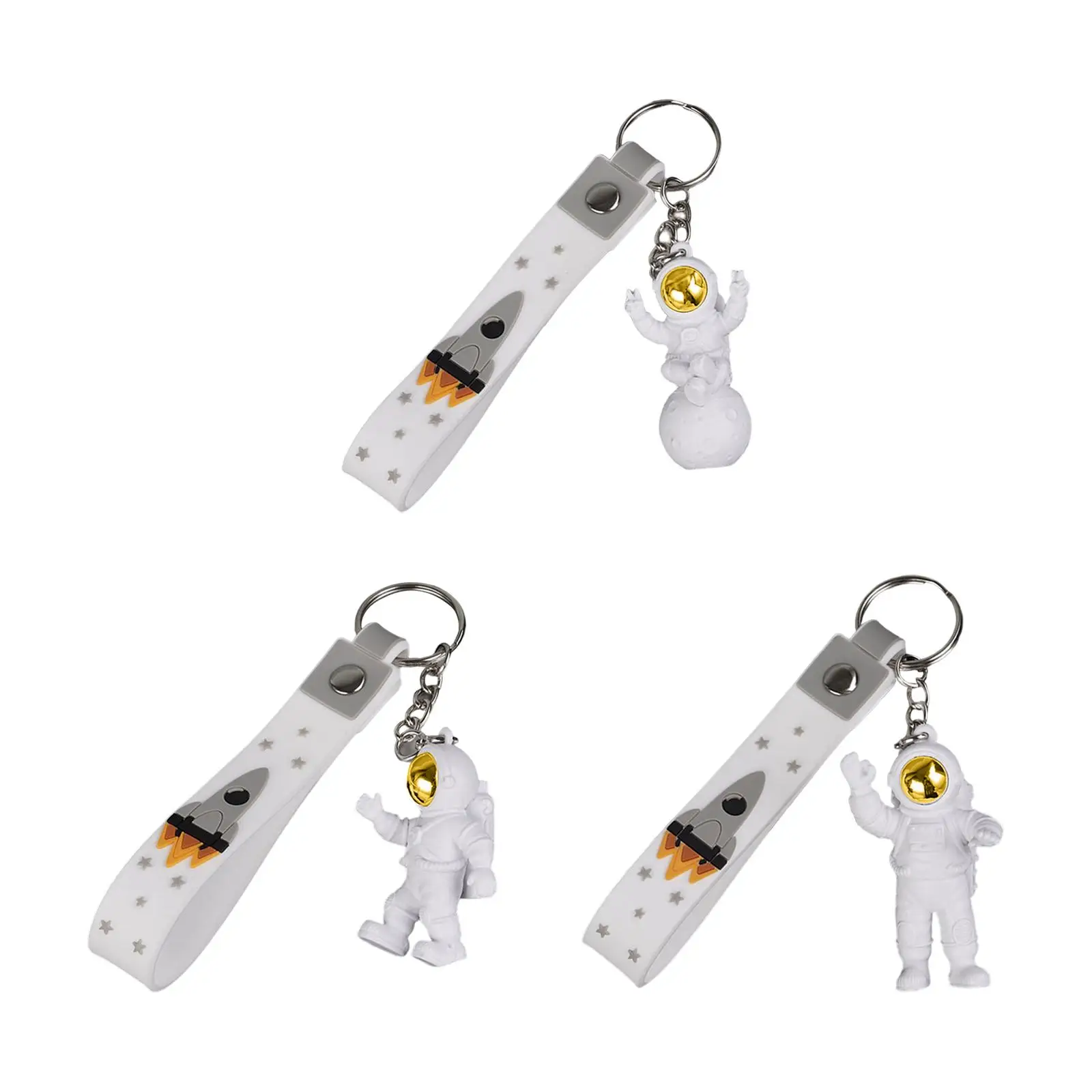 3 Pieces Outer Space Keyring Waterproof Pendant Creative Keychain for Lovers Gifts