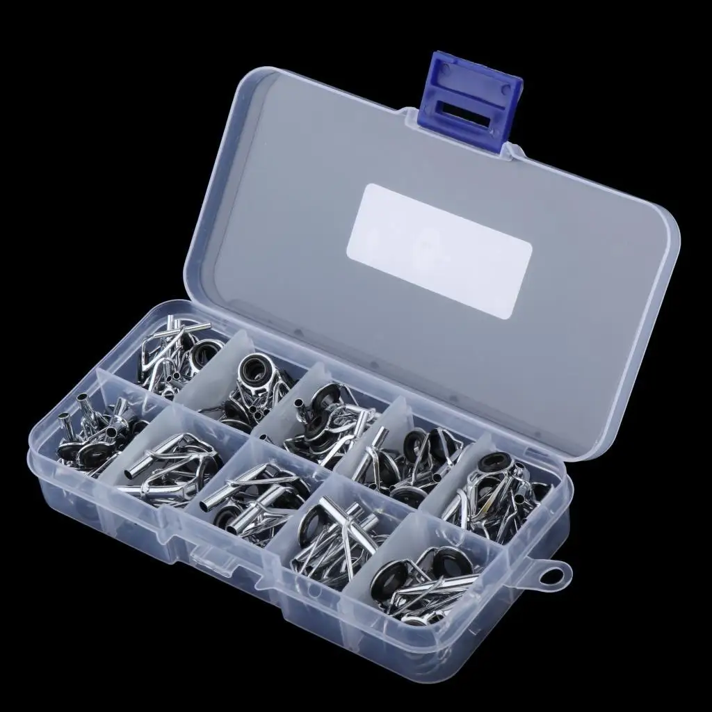 80 Piece Fishing Rod Guide Tip Replacement Repair Kit 1.5 # -3.5 # Tips