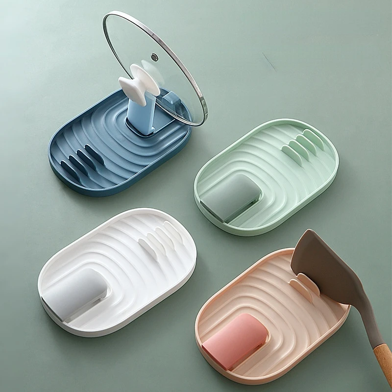 Multi-functional folding spatula rack support household spoon pad chopsticks pot cover storage