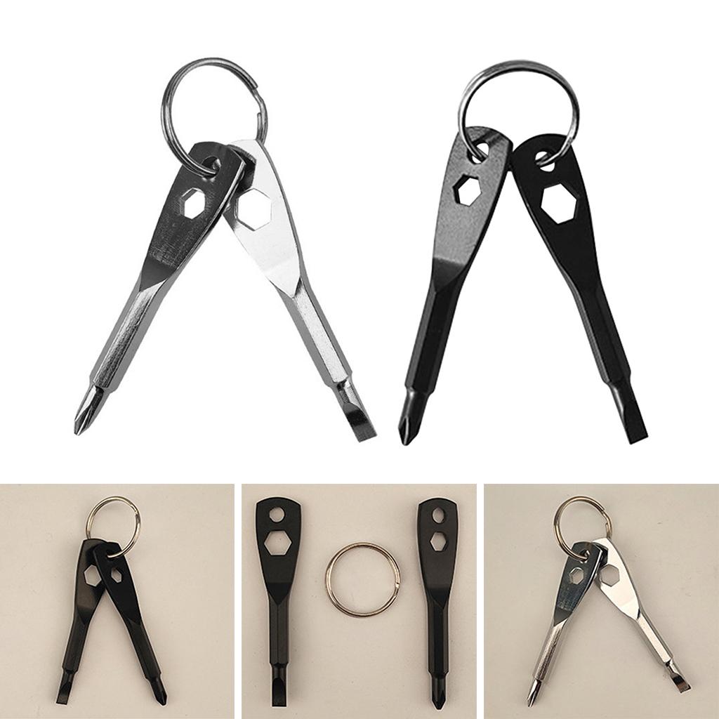 Pocket Keychain Screwdriver Flathead and Phillips Screwdriver Hand Tools Screwdriver Set for Outdoor Camping Daily Maintenance