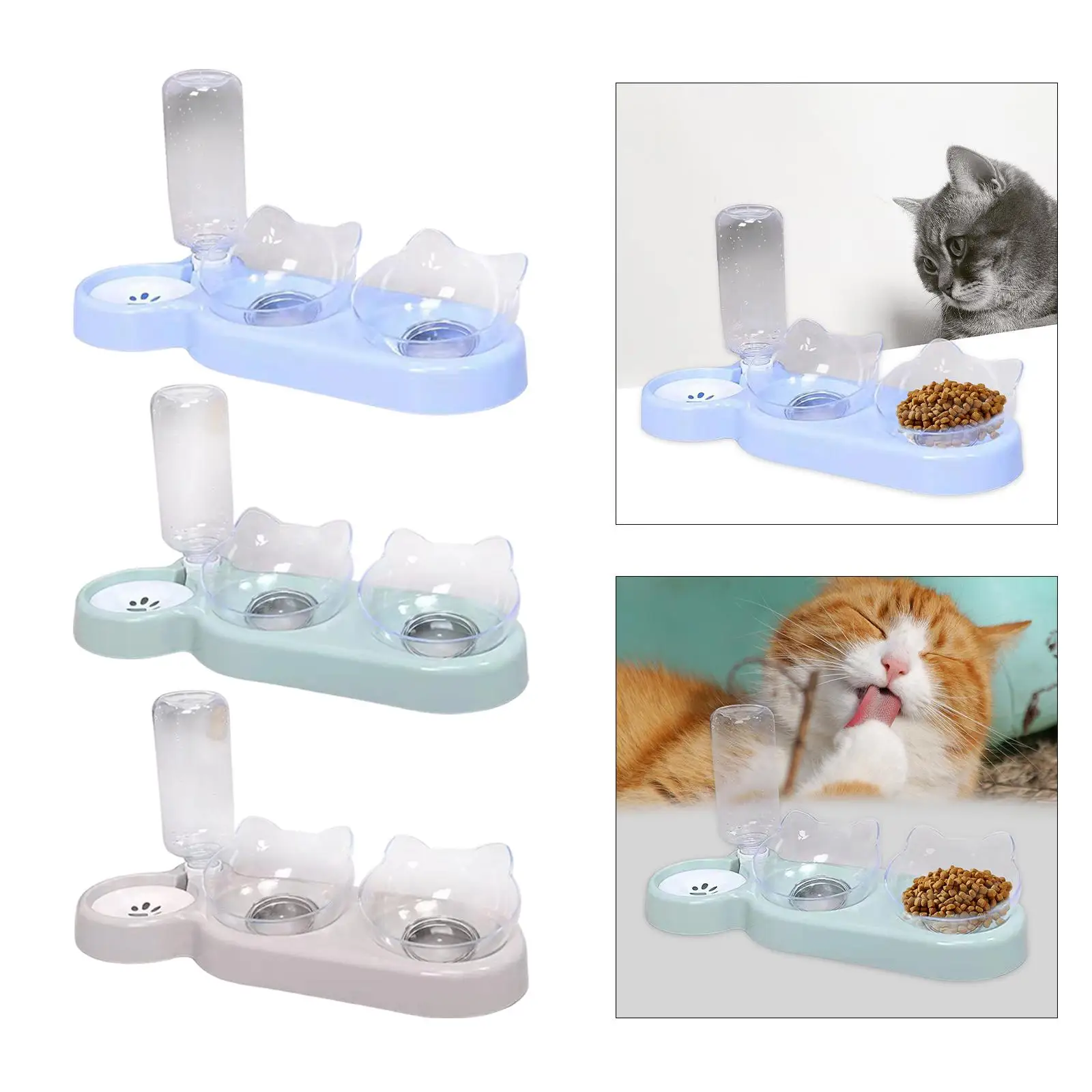 Tilted Cat Bowl Pet Feeder Water Dispenser Water Bottle Bowl Detachable for Small Dogs Pet Feeding and Watering Supplies Cat