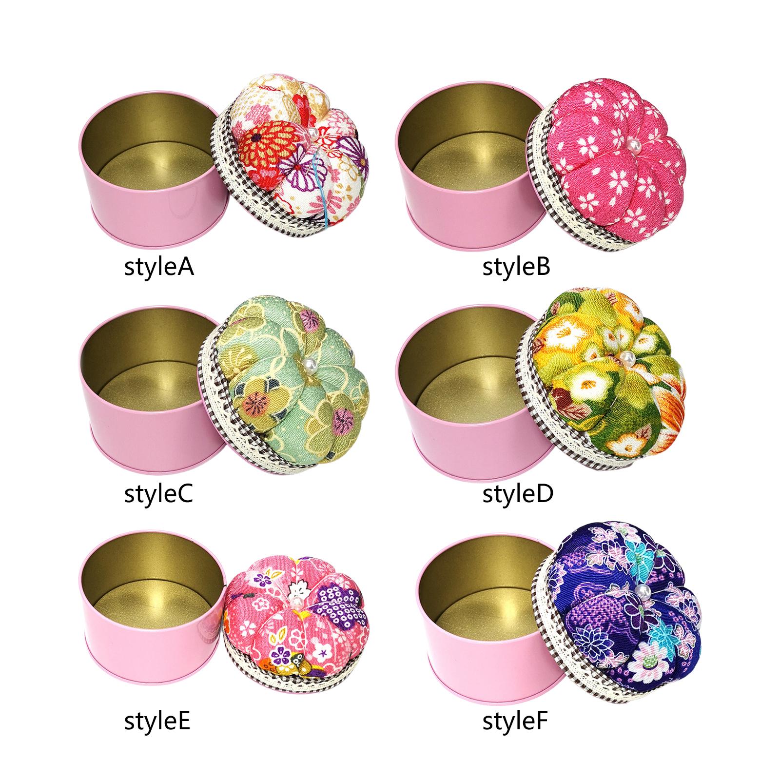 Description Picture 2 of itemFloral Pattern Pin Cushion with Storage Box Adults DIY Craft Needles Holder Pincushion for Stitching Needlework Sewing Supplies