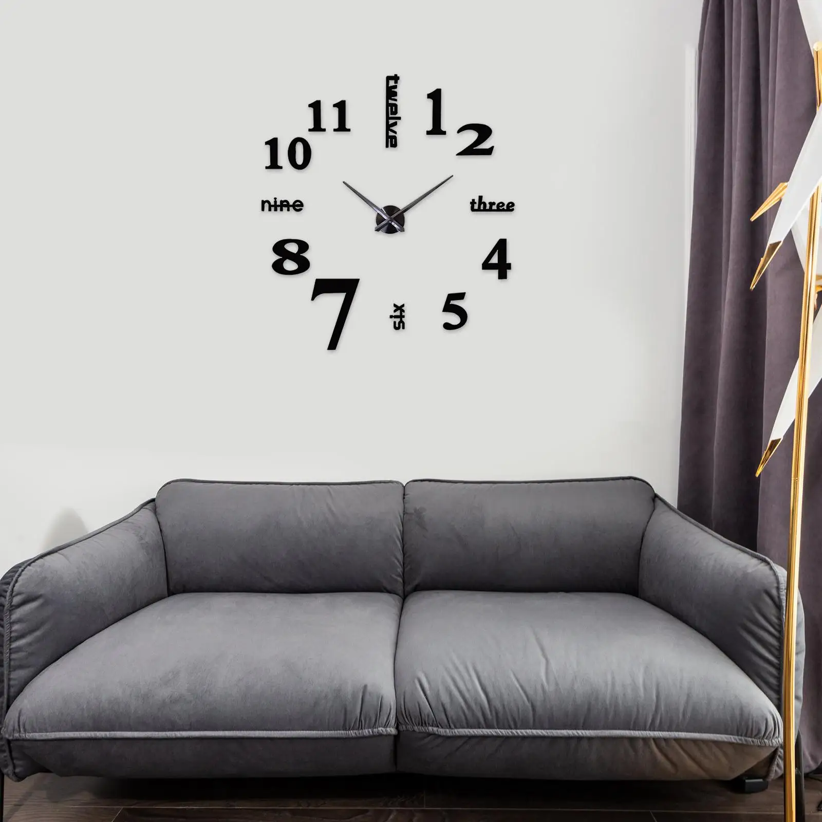 Modern Wall Clock Digital Clock Decorative Sticker Frameless Acrylic Silent DIY for Kitchen Bedroom Office Home Decor Ornament