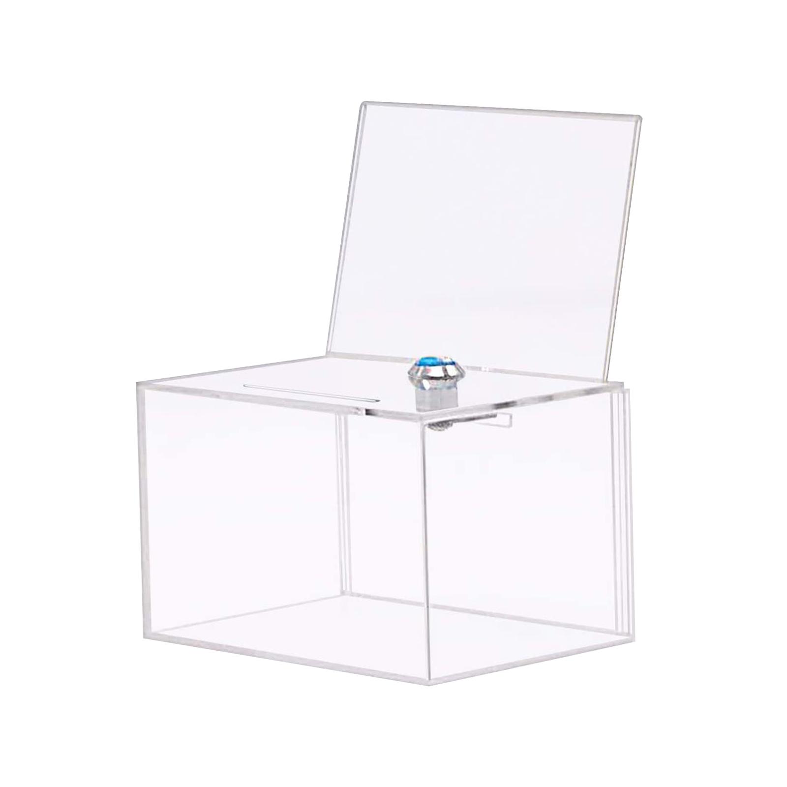 Acrylic Donation Case Collection Box with Lock Box Display Case for Tabletop