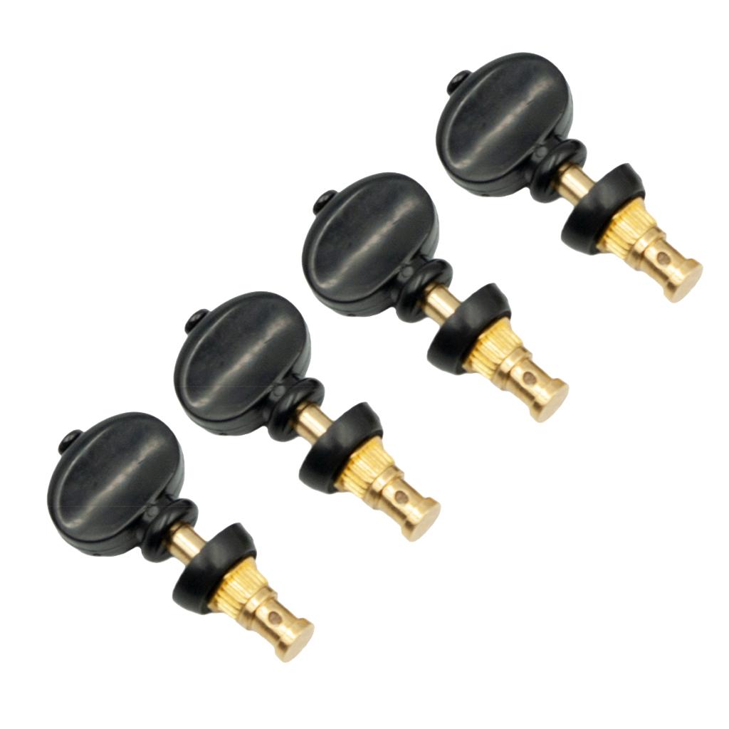 4 Pieces Straight Ukulele Strings Tuning Pegs Pin Machines  black            +Golden