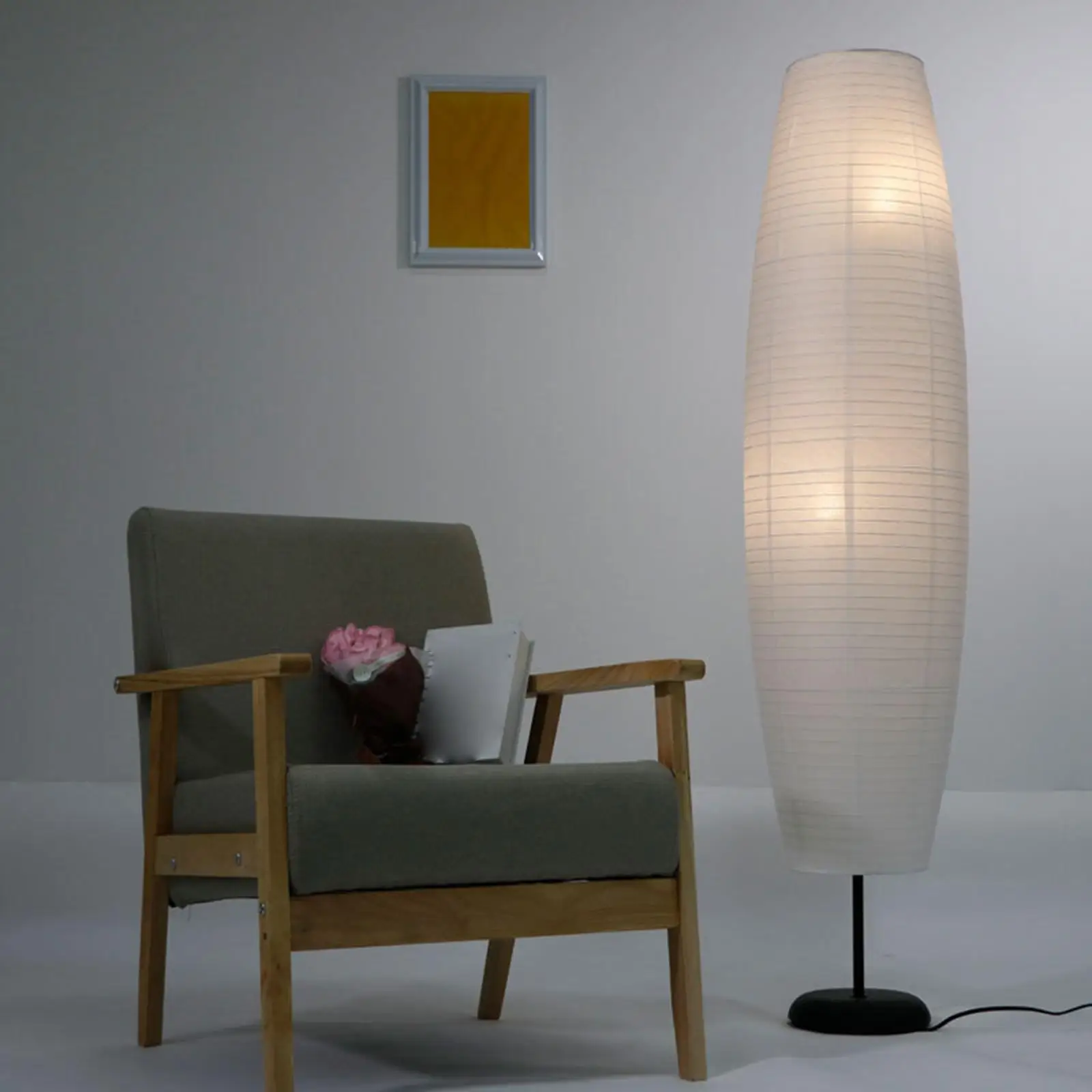 Paper Floor Lamp Shade Japanese Style Standing Lamps 100x32cm for Home Hotel