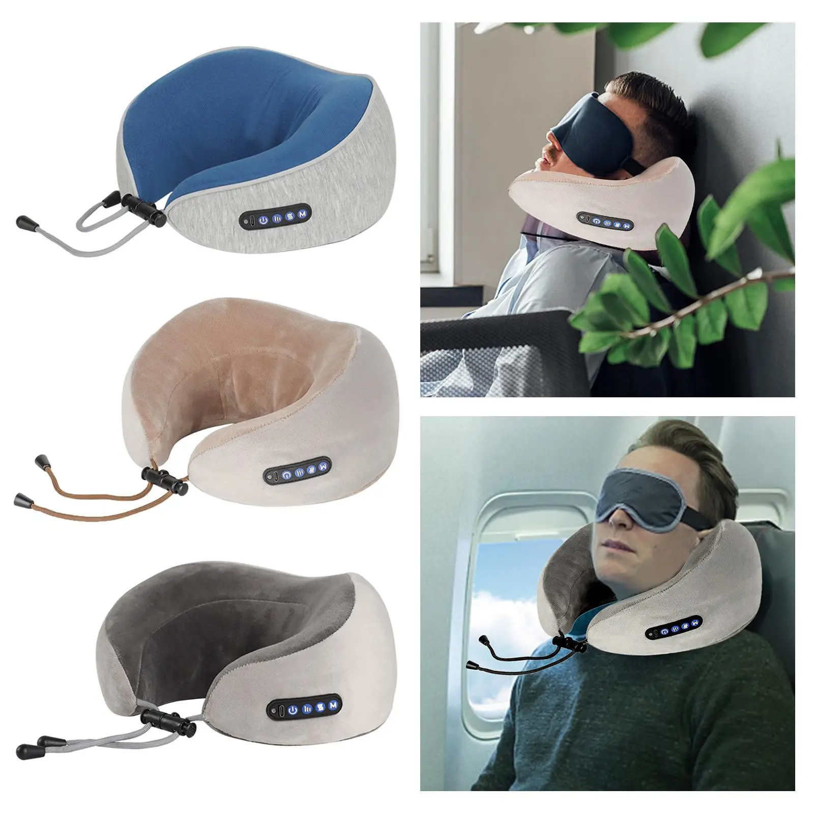 Cervical Neck Massager Pillow Multifunction Portable Adjustable Kneading Vibration U style Travel Pillow for Cars Watching TV