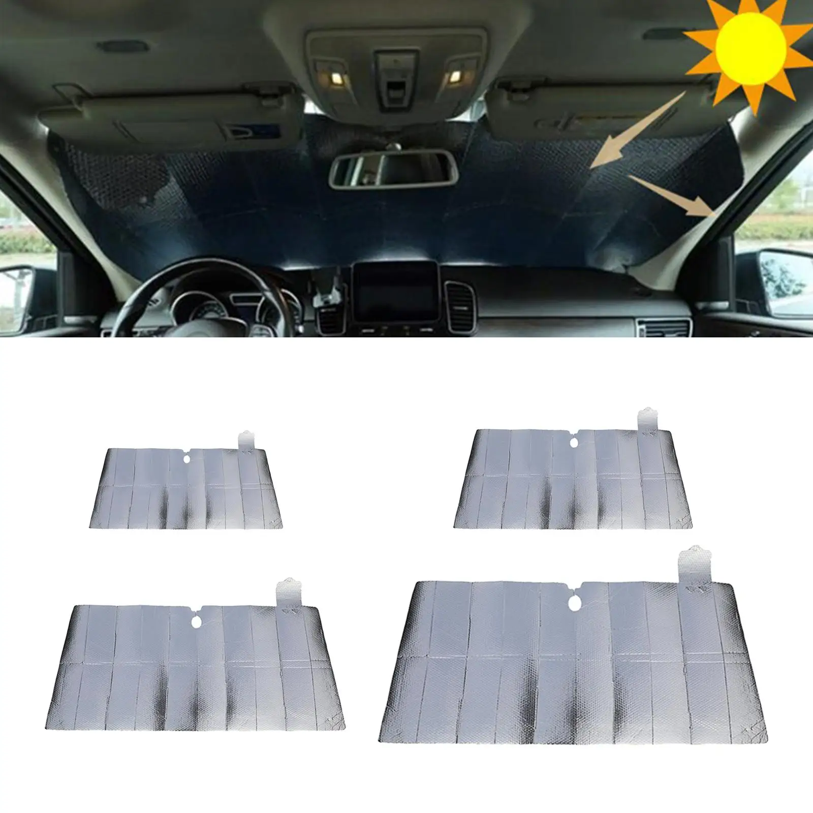 Front Window Sunshade Sun Reflector Thicken Keeps Sun and Heat Out Visor shield for Car Interior Temperature Summer