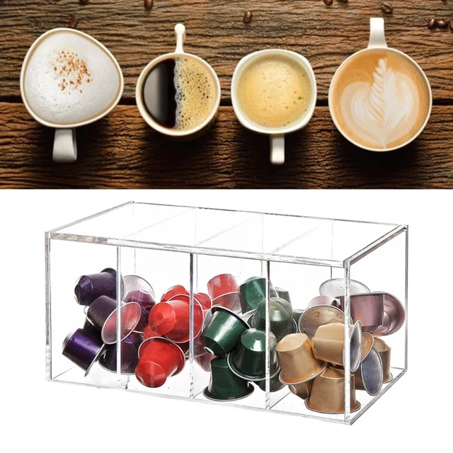 Porte-dosettes De Café En Acrylique, Boîte De Rangement De Café  Transparente Avec Couvercle Pour Café 