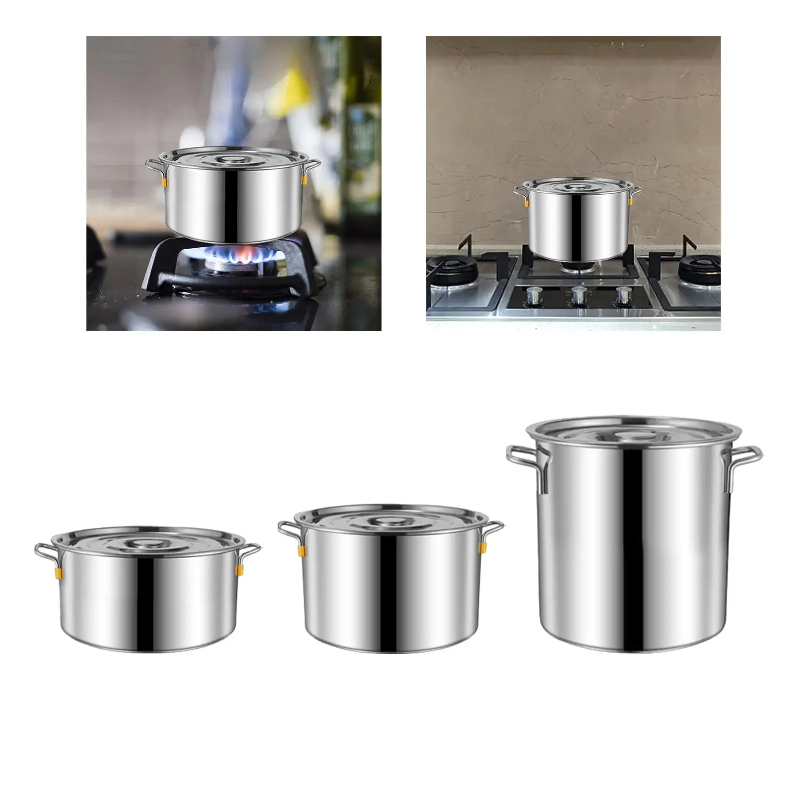 Cater Stew Soup Boiling Pan Double Handle Suitable for All Stoves Multipurpose Cooking Pot for Canteens Commercial Household