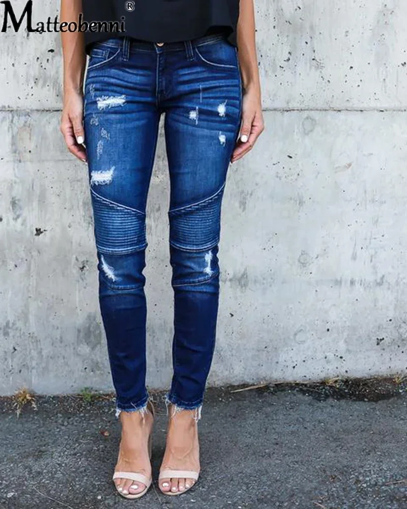 Title 10, Nuovi jeans skinny a vita media pantaloni in de...