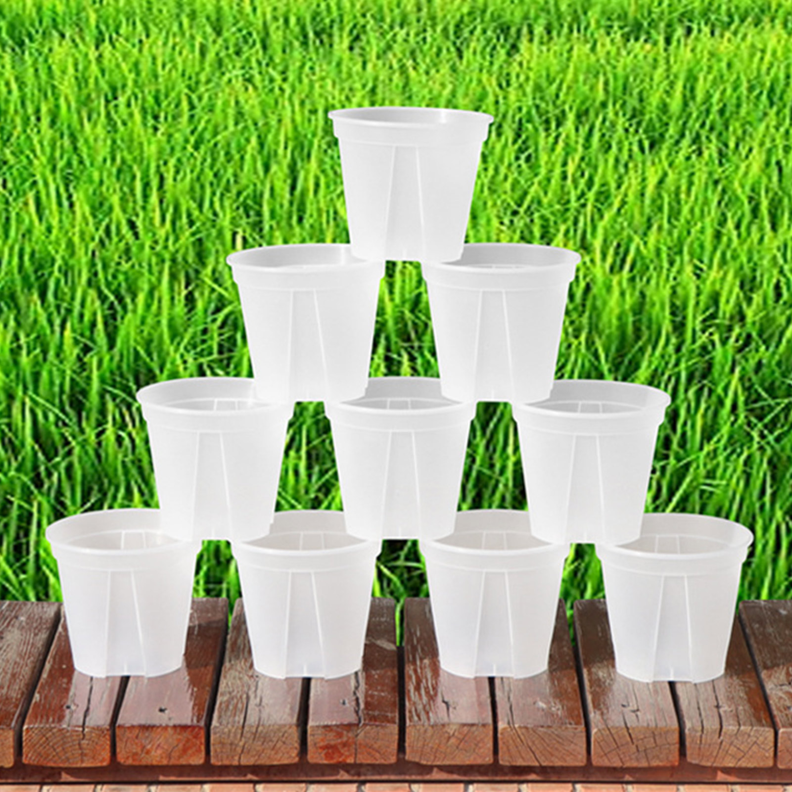 Description Picture 2 of itemRoot Control Transparent Flower Pots With Tray Plastic Plant Pots Breathable Nursery Pots For Planting Orchids Garden Supplies