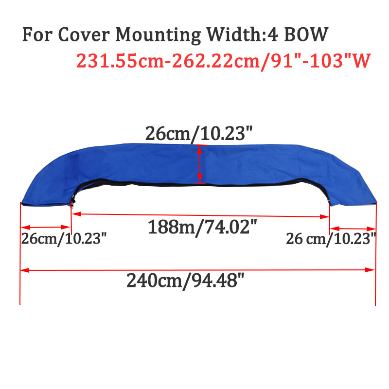 600D 4-Bogen-Bimini-Top-Kofferraumabdeckung ohne Rahmen, Yacht-Bootsabdeckung mit Reißverschluss, UV-beständig, wasserdicht, staubdicht, Marine-Zubehör – Detail 12