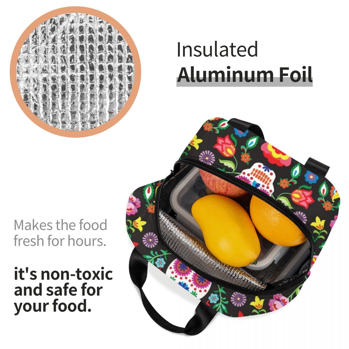 Bolsa térmica portátil para mulheres, lunch insulated