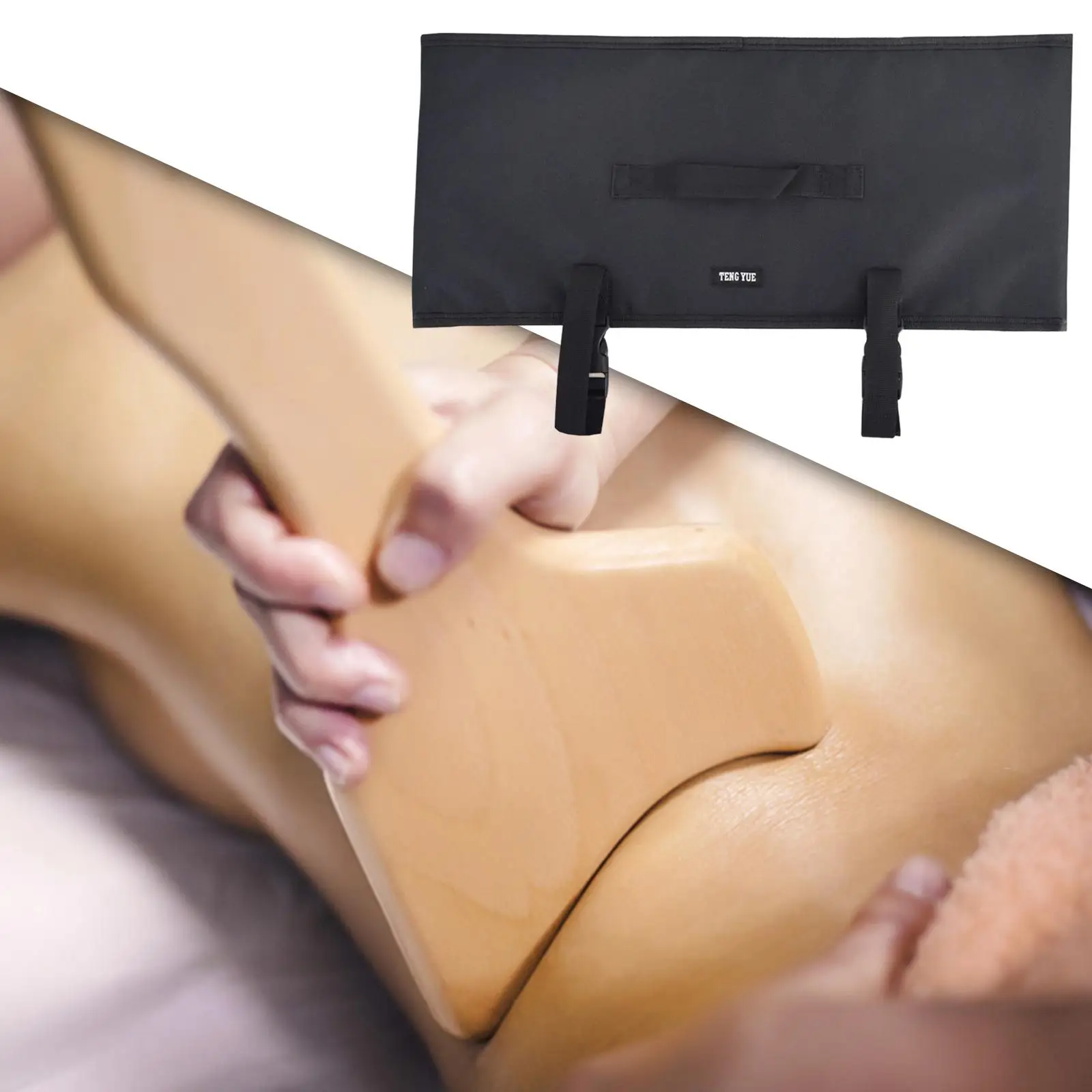 Gua Sha Scrapper Roll Storage Bag Dual Fabric Multi Pocket Black Handbag for Massage Scrapper Myofascial Massage Tool Salon Gym