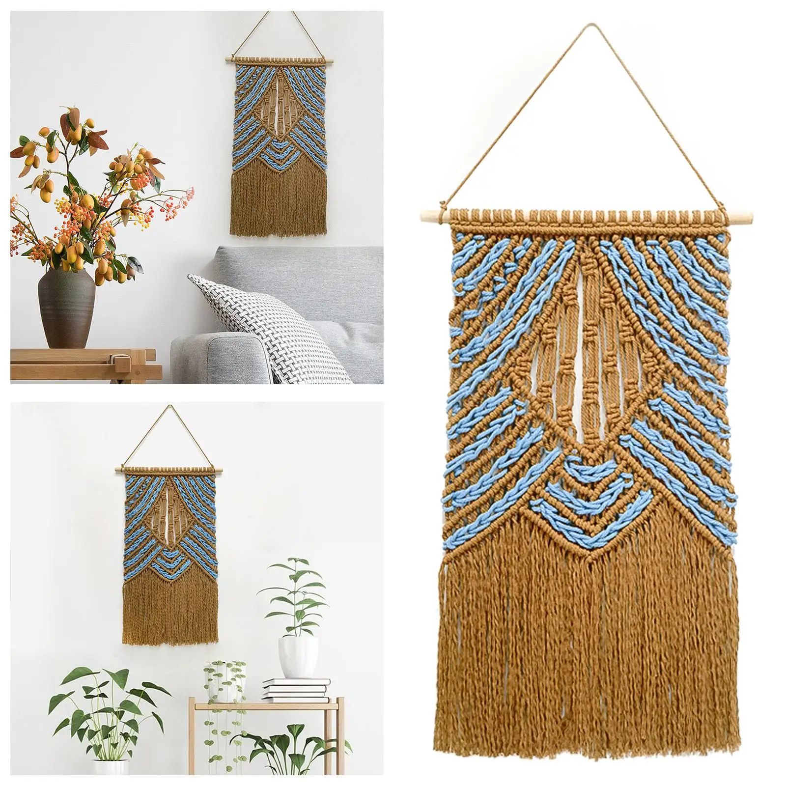 1* Wall Hanging Boho Handmade Kit Craft Fringe Handwoven Tapestry for Dorm Ornament Art Living Room Nursery