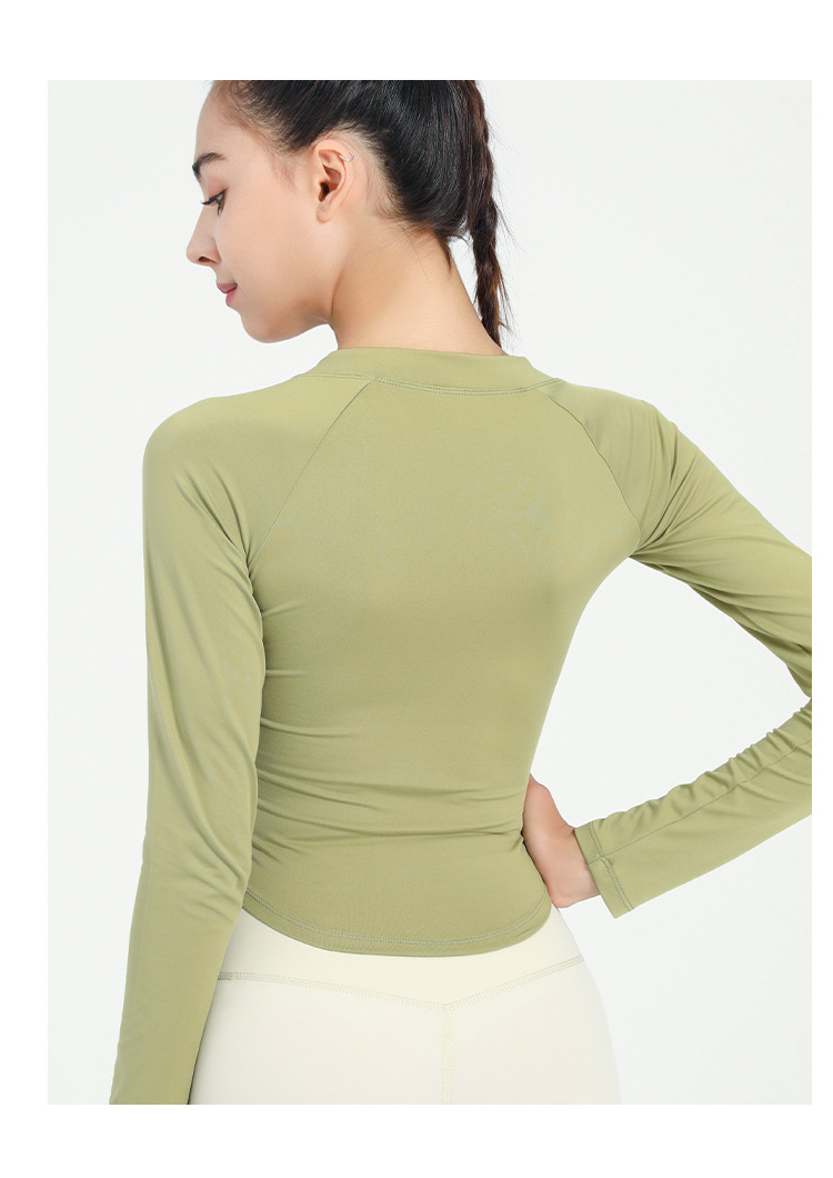 Langarm Shirt Halb Zip Vorne Kordelzug Yoga Tops Frau Sport Active Lauf Oben für Fitness Weibliche Bluse Gym Frauen – Detail 22