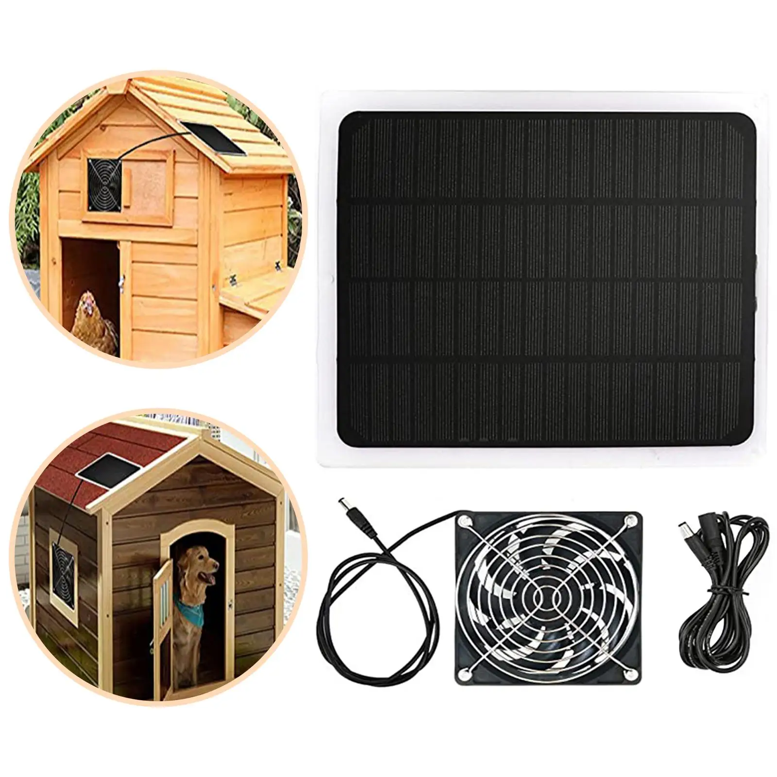 Portable Solar Powered Fan Kit Extractor Fan Air Ventilator Solar Panel Exhaust Fan for Chicken Coop Poultry House Shed Roofs RV