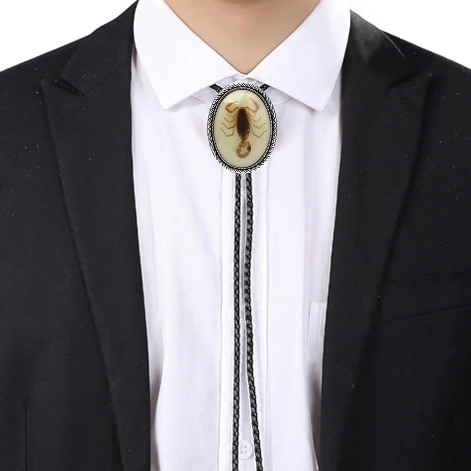 Long Mens Bolo Tie Neck Rope Shirt Chain PU Leather Cowboy Necklace Necktie